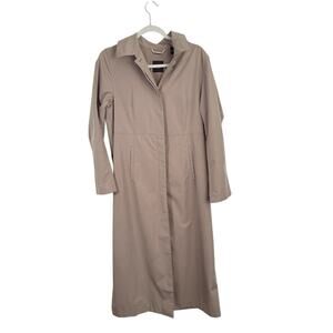 Sanyo New York Beige Trench Lightweight Over Coat Hooded Pockets Womens Medium?